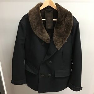 GMS-75 Men's Fur Collar Black Jacket